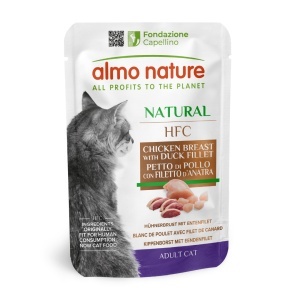 HFC CAT Kesica 55g - Pileća prsa i file pačetine GLUTEN FREE (55% mesa) – ALMO NATURE