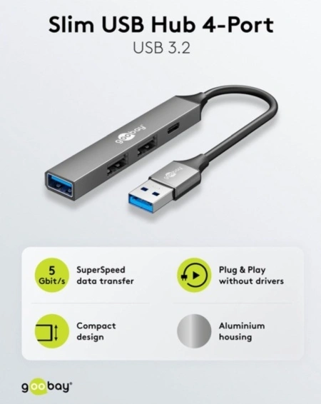 Hub USB cu 4 porturi, USB-A la USB-C™/USB-A, 5 Gbit/s - Img 2