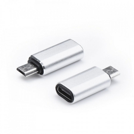 Адаптер USB Type C към Micro USB сребърен