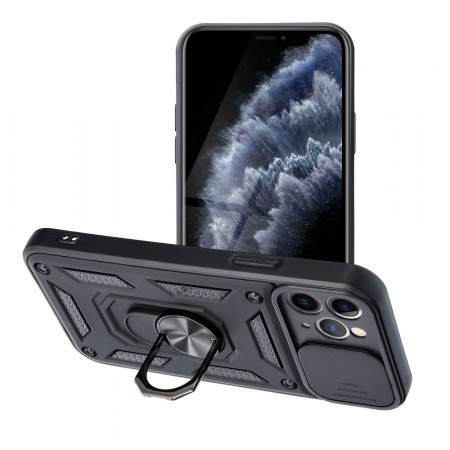Гръб със стойка и подвижно покритие за камерата Slide Armor - iPhone 11 Pro черен