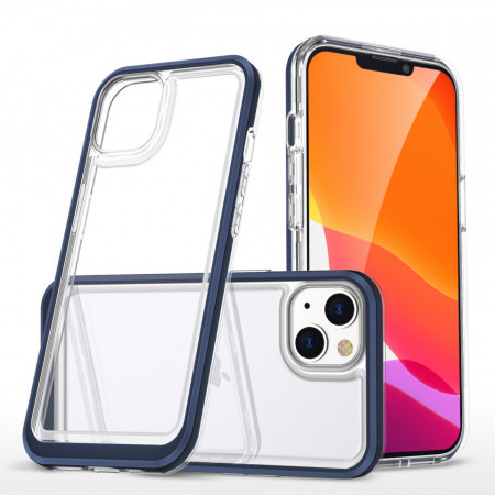 Гръб Clear 3в1 с гел рамка - iPhone 13 син