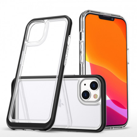 Гръб Clear 3в1 с гел рамка - iPhone 13 mini черен