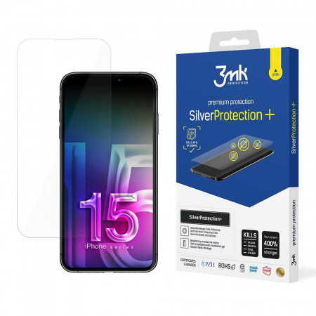 Гъвкав протектор с антимикробно покритие 3mk Silver Protection+ - iPhone 15