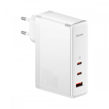 Зарядно за стена BASEUS GaN5 Pro 140W USB Type A / 2x USB Type C EU (CCGP100202) бяло