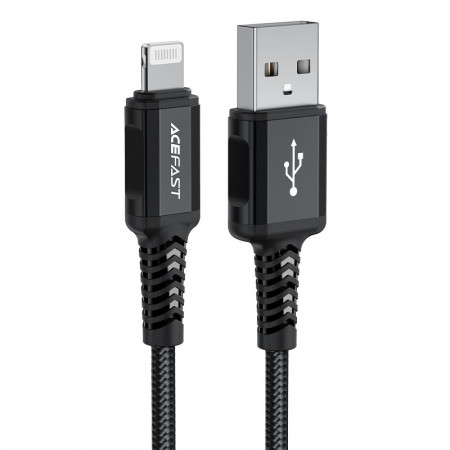 Кабел за зареждане и данни ACEFAST MFI USB Type A към Lightning 1.8m 2.4A черен (C4-02A черен)