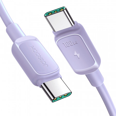 Кабел за зареждане и данни JOYROOM USB Type C към USB Type C 100W 1.2m S-CC100A14 лилав