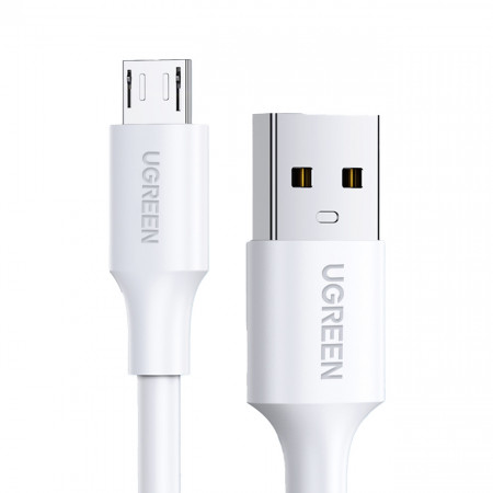 Кабел за зареждане и данни UGREEN US289 USB Type A към micro USB 0.5m бял