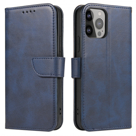Калъф тип книга Magnet Elegant - iPhone 15 Pro Max син