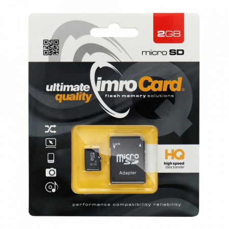 Карта памет IMRO 2GB micro SD с SD адаптер черна