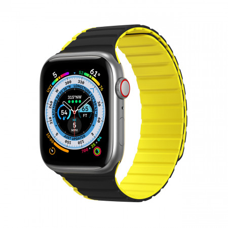 Магнитна каишка Dux Ducis LD - Apple Watch 41mm Series 9 / 41mm Series 8 / 41mm Series 7 / 40mm Series 6 / 40mm SE / 40mm Series 5 / 40mm Series 4 / 38mm Series 3 / 38mm Series 2 / 38mm (1st gen) черна / жълта