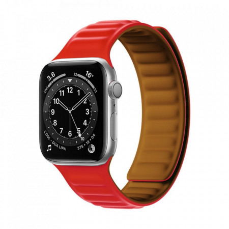 Магнитна стоманена каишка за часовник - Apple Watch 41mm Series 7 червен