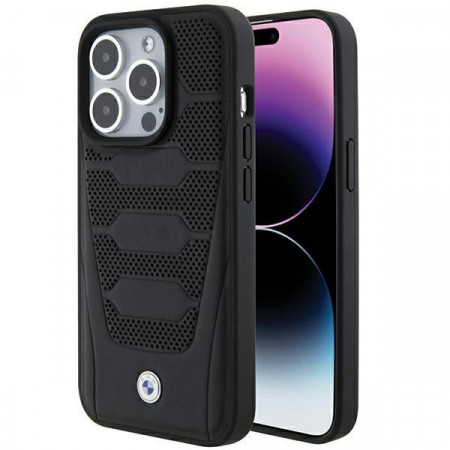 Оригинален гръб от еко кожа BMW Leather Seats - iPhone 15 Pro Max черен