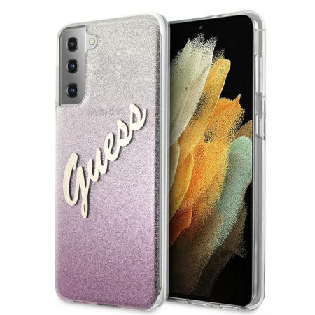 Оригинален гръб GUESS Glitter Gradient Script GUHCS21MPCUGLSPI - Samsung Galaxy S21+ 5G розов