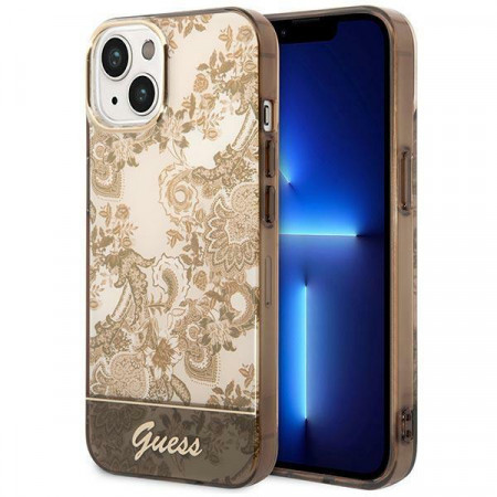 Оригинален гръб GUESS Porcelain GUHCP14MHGPLHC - iPhone 14 Plus охра