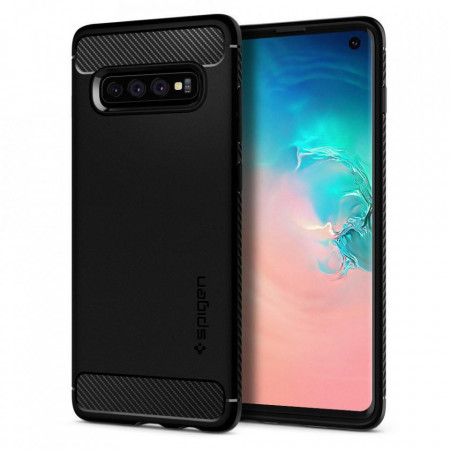 Оригинален гръб SPIGEN Rugged Armor - Samsung Galaxy S10 черен мат
