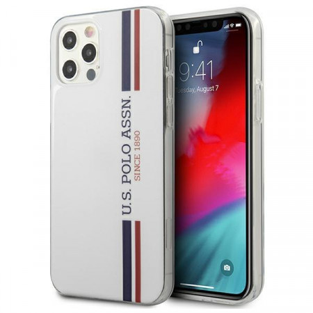 Оригинален гръб US POLO Tricolor Collection USHCP12MPCUSSWH - iPhone 12 / 12 Pro бял