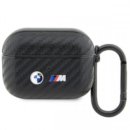Оригинален калъф за слушалки BMW Carbon Double Metal Logo BMAPWMPUCA2 - AirPods Pro черен