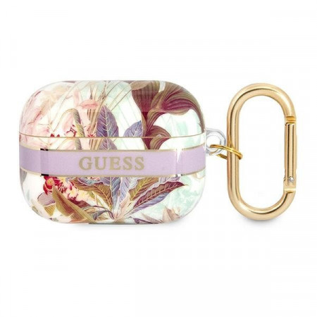 Оригинален калъф за слушалки GUESS Flower Strap GUAPHHFLU - AirPods Pro лилав