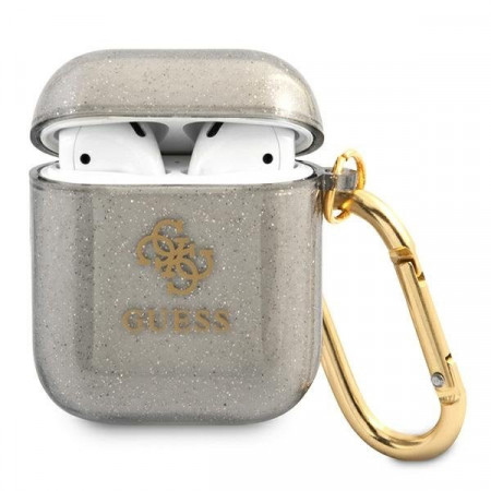 Оригинален калъф за слушалки GUESS Glitter GUA2UCG4GK - AirPods 1 / 2 черен
