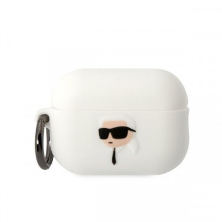 Оригинален калъф за слушалки Karl LAGERFELD Silicone Karl Head 3D KLAP2RUNIKH - AirPods Pro 2 бял