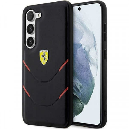 Оригинален твърд гръб FERRARI Hot Stamp Lines FEHCS23SPBAK - Samsung Galaxy S23 черен