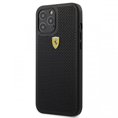 Оригинален твърд гръб FERRARI Track Perforated FESPEHCP12LBK - iPhone 12 Pro Max черен