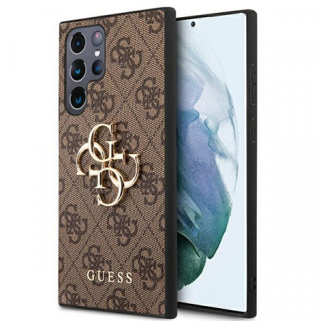 Оригинален твърд гръб GUESS 4G Big Metal Logo GUHCS22L4GMGBR - Samsung Galaxy S22 Ultra кафяв