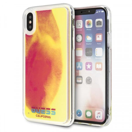 Оригинален твърд гръб GUESS California Glow in the dark GUHCPXGLCPI - iPhone X / XS розов
