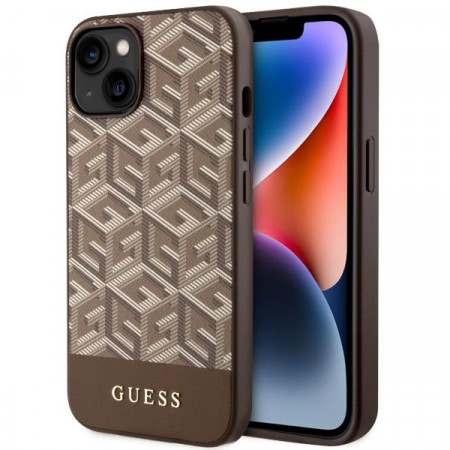 Оригинален твърд гръб GUESS GCube Stripes MagSafe GUHMP14MHGCFSEW - iPhone 14 Plus кафяв