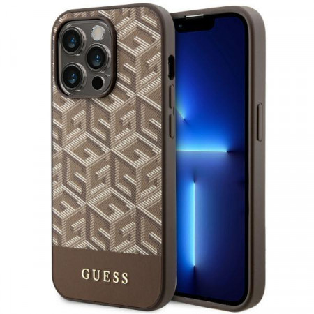 Оригинален твърд гръб GUESS GCube Stripes MagSafe GUHMP14XHGCFSEW - iPhone 14 Pro Max кафяв