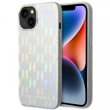 Оригинален твърд гръб KARL LAGERFELD Monogram Iridescent KLHCP14MLGMMSV3 - iPhone 14 Plus сребрист