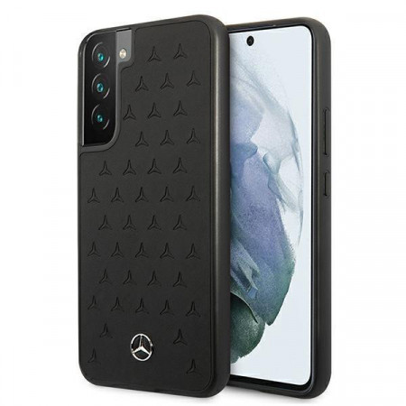 Оригинален твърд гръб MERCEDES Leather Stars MEHCS22MPSQBK - Samsung Galaxy S22+ черен