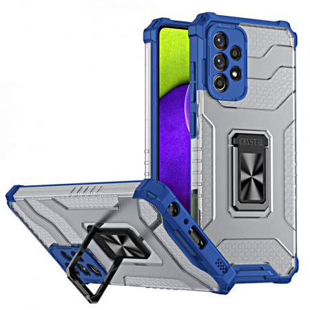 Подсилен гръб със стойка Crystal Ring - Samsung Galaxy A72 син