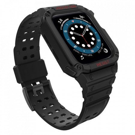 Подсилен калъф за корпус с каишка Protect - Apple Watch 41mm Series 9 / 41mm Series 8 / 41mm Series 7 / 40mm Series 6 / 40mm SE / 40mm Series 5 / 40mm Series 4 / 38mm Series 3 / 38mm Series 2 черен