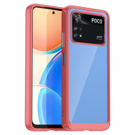 Прозрачен гръб с гел рамка Outer Space - Xiaomi Poco M4 Pro 5G червен