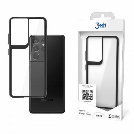 Прозрачен гръб с черна рамка 3mk Satin Armor+ - Samsung Galaxy S21 Ultra 5G