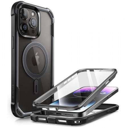 Прозрачен калъф 360° с черна рамка SUPCASE IBLSN ARES MagSafe - iPhone 15 Pro Max