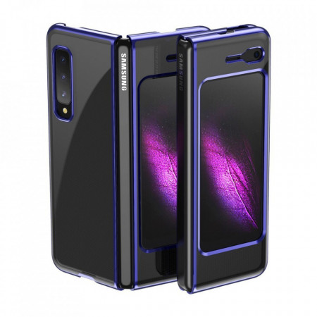Прозрачен твърд калъф с цветна рамка Plating - Samsung Galaxy Fold син
