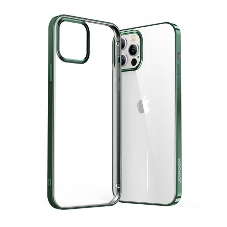Прозрачен ултратънък гръб JOYROOM New Beautiful с цветна рамка - iPhone 12 Pro Max зелен