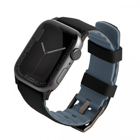 Силиконова каишка за часовник UNIQ Linus - Apple Watch Series 4/5/6/7/8/SE/SE2 38/40/41mm czarny/midnight черен
