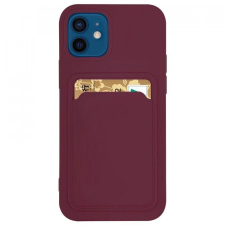 Силиконов гръб Card с портфейл за документи - iPhone 11 Pro червен