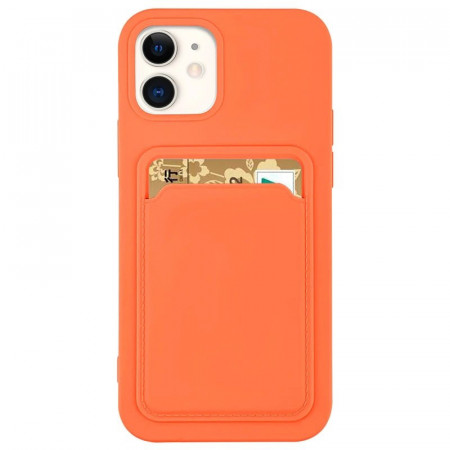 Силиконов гръб Card с портфейл за документи - iPhone 12 Pro Max оранжев