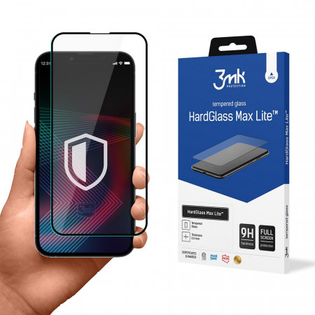 Стъклен протектор с пълно покритие 3mk Hard Glass Max Lite - iPhone 14 Pro Max с черна рамка