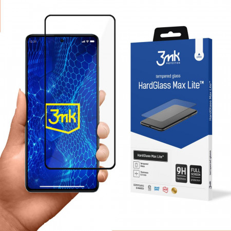 Стъклен протектор с пълно покритие 3mk Hard Glass Max Lite - Xiaomi Redmi Note 12 Pro 5G / Note 12 Pro+ 5G / Poco X5 Pro 5G с черна рамка