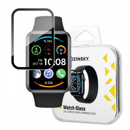 Стъклен протектор 9H с пълно покритие Wozinsky Full Glue - Huawei Watch Fit 2 9H Full Screen Cover с черна рамка