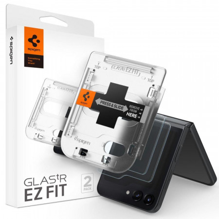 2 бр. плосък стъклен протектор SPIGEN TR EZ Fit - Samsung Galaxy Z Flip5 прозрачен