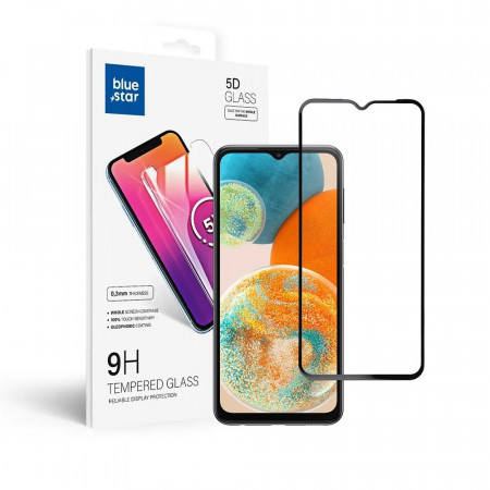 5D Full Glue закален стъклен протектор BLUE STAR съвместим с гръб - Samsung Galaxy A23 / A23 5G / M23 / F23 с черна рамка