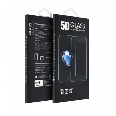 5D Full Glue закален стъклен протектор - Huawei P40 lite E с черна рамка