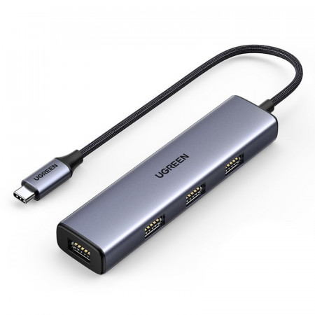 USB хъб UGREEN USB Type C към 4x USB Type A 3.2 Gen.1 (CM473 20841) сребрист