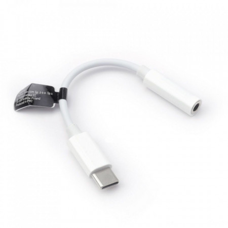 Аудио адаптер USB Type C / мини жак 3.5mm HF аудио (в кутия) бял